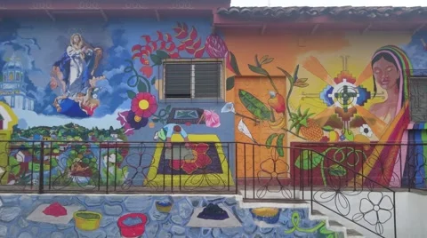Concepcion de Ataco Mural Stock Footage 65243113