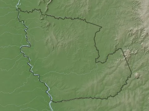 Concepcion, Paraguay. Elevation map colored in wiki style with lakes and rive Stock Illustration
