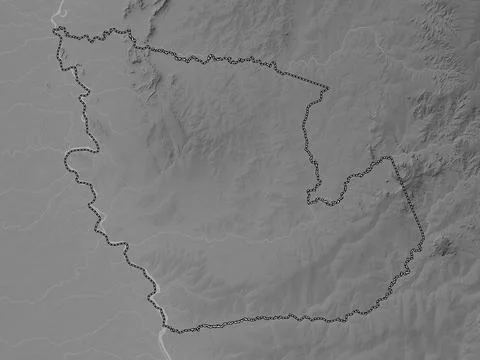 Concepcion, Paraguay. Grayscale elevation map with lakes and rivers イラスト素材