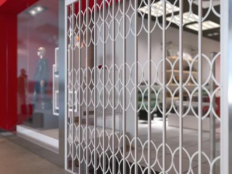 Concept 3d illustration, interior design of a clothing store Stock Illustration