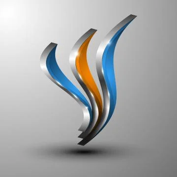Concept of a 3D Logotype.Three vertical dynamic lines Stock Illustration