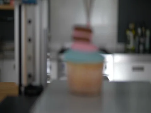 Concept of 3d Printed cupcake Stockbeeldmateriaal 77150590