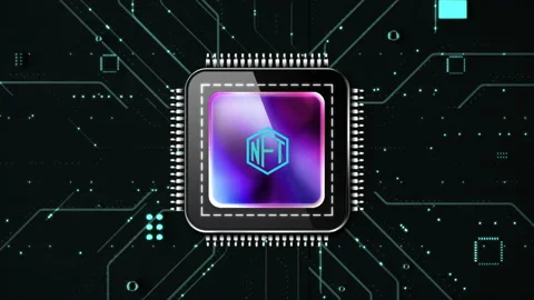 Concept 3d rendering animation motherboard CPU processor microchip starting neon Stock Footage 172294439