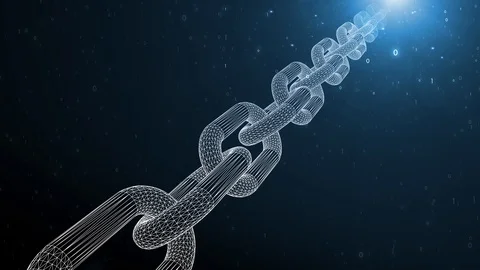 Concept 3d rotation of a digital blockchain chain Stock Footage 119474903