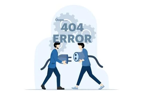 Concept of 404 Error Page or File not found. website maintenance error. Illustrazione stock