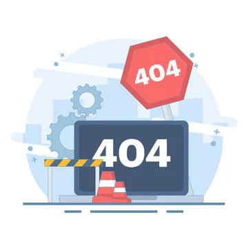 Concept of 404 error page, page not found, landing page does not exist. Illustrazione stock