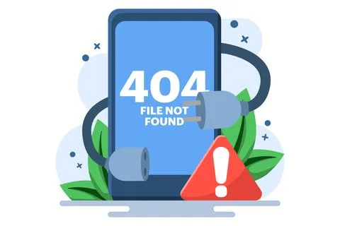 Concept of 404 error, System error, Broken page, Page not found. Stock Illustration