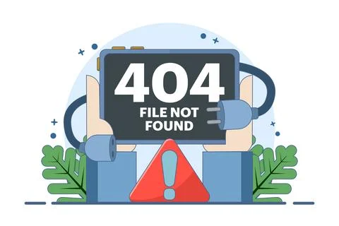 Concept of 404 error, System error, Broken page, Page not found. Stock Illustration