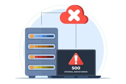 Concept 500 Internal server error, Website error, Network error. Stock Illustration