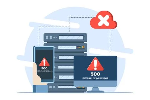 Concept 500 Internal server error, Website error, Network error. Stock Illustration