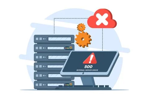 Concept 500 Internal server error, Website error, Network error. Stock Illustration
