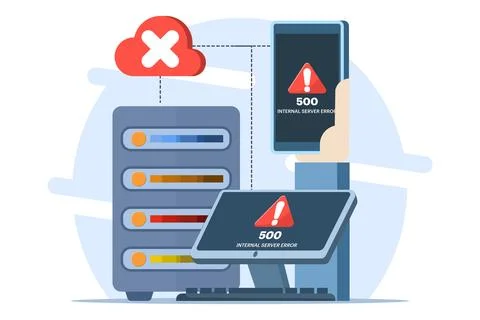 Concept 500 Internal server error, Website error, Network error. Stock Illustration