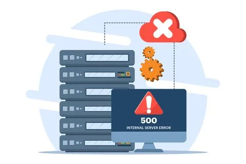 Concept 500 Internal server error, Website error, Network error. Stock Illustration