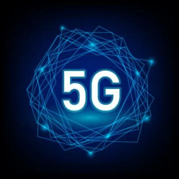 Concept of 5G with network vector on dark background Stock Illustration