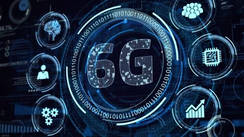 The concept of 6G network, high-speed mobile Internet, new generation network Stock Footage 149755005