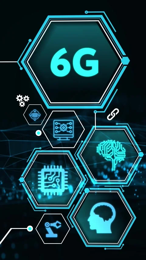 The concept of 6G network, high-speed mobile Internet, new generation netwo.. Stock Footage 280964004