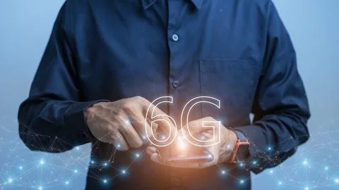 The concept of 6G network, high-speed mobile Internet, new generation netwo.. Stock Photos