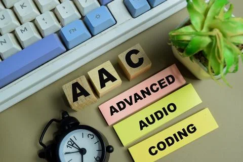 Concept of AAC - Advanced Audio Coding write on sticky notes Stock Photos