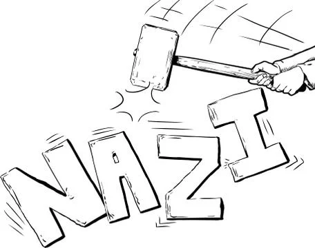 Concept about bigotry with large mallet Stock Illustration