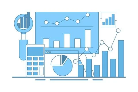 Concept about data analysis, business analysis, market research. Stock Illustration