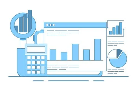 Concept about data analysis, business analysis, market research, product testing Stock Illustration