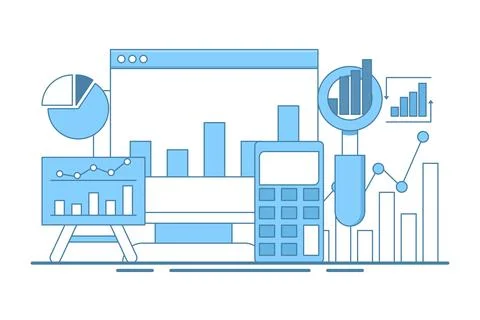 Concept about data analysis, business analysis, market research, product testing Stock Illustration