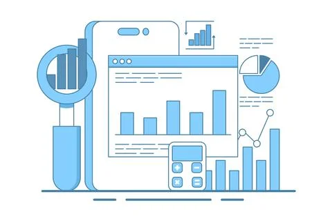 Concept about data analysis, business analysis, market research, product testing Stock Illustration