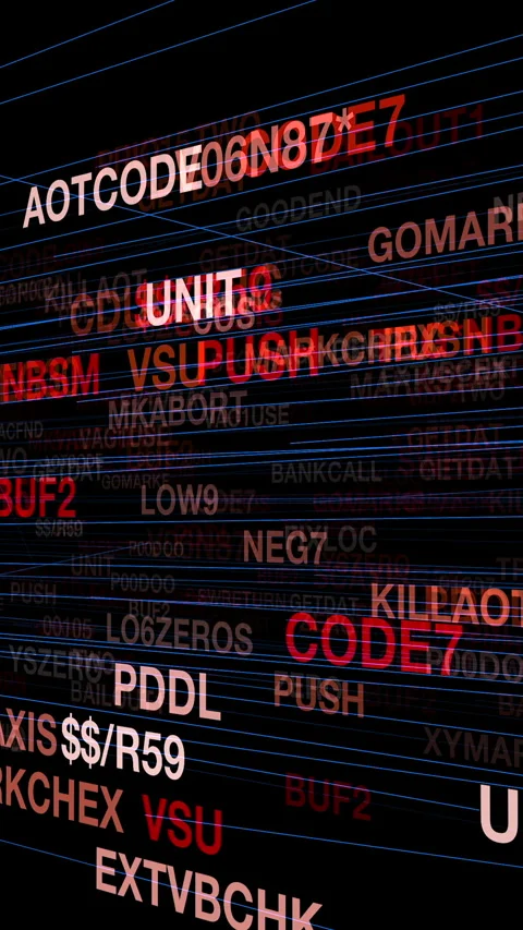 The concept of an abstract data stream incorporates dynamic text elements Stock Footage 294779435