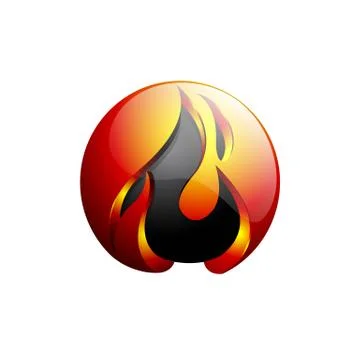 Concept abstract design flame fire ball logo template in orange and gray - Ve Stock Illustration