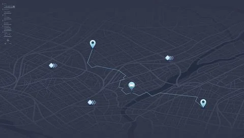 Concept of abstract GPS navigation and online navigation with POI. Several way Stock Illustration