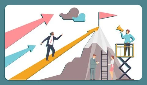 The concept of achieving career goals, the path to self-development 스톡 일러스트