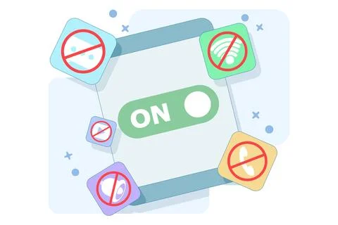 Concept of Activating Do Not Disturb mode on screen Stock Illustration
