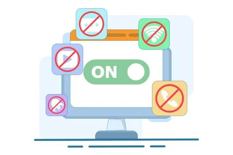 Concept of Activating Do Not Disturb mode on screen Stock Illustration