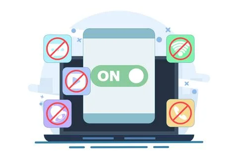 Concept of Activating Do Not Disturb mode on screen Stock Illustration