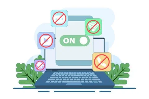 Concept of Activating Do Not Disturb mode on screen Illustrazione stock