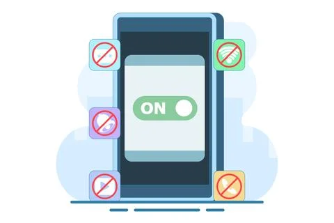 Concept of Activating Do Not Disturb mode on screen Stock Illustration