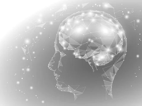 Concept of Active Human Brain with Binary Code Stream. Human Brain Covered .. イラスト素材