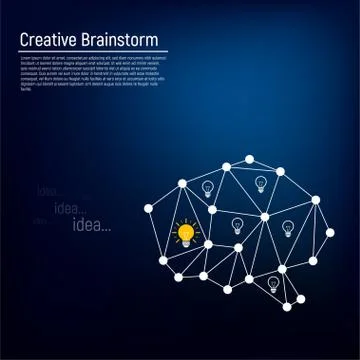 The concept of an active human brain with the emergence of ideas in it. Symbo Stock Illustration