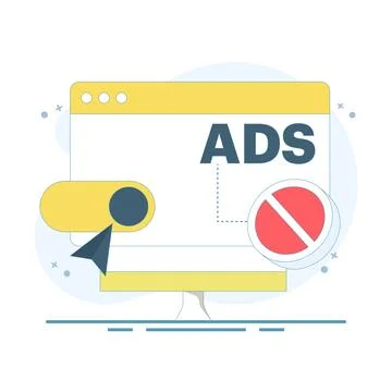 Concept Ad blocking technology for safe browsing Stock Illustration