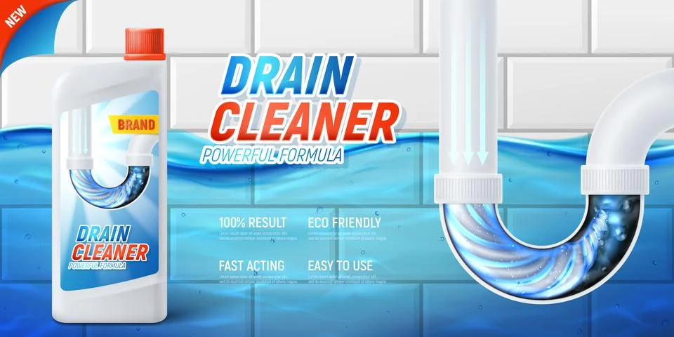 Concept ad of drain cleaner Stock Illustration