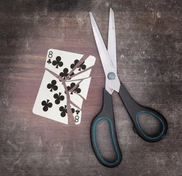 Concept of addiction, card with scissors 写真素材