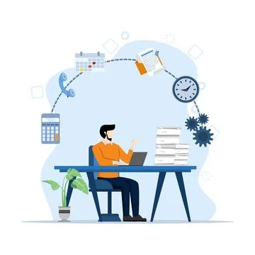 Concept of administrator or work assistant, professional secretary or accountant Stock-Illustration