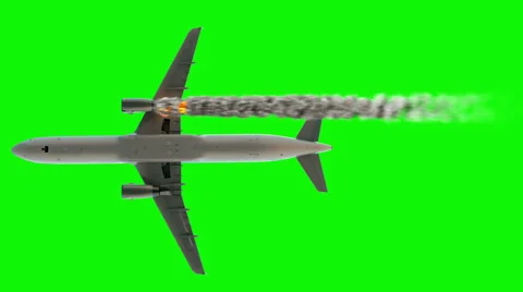 Concept aerial accident. engine on fire. Plane crash.  Stock Footage 57411118