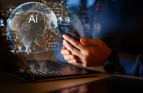 Concept of  AI and computer technology Stock Photos
