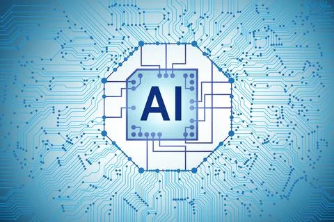 Concept of AI - artificial intelligence in action Illustrazione stock