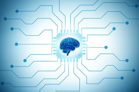 Concept of AI - artificial intelligence in action Illustrazione stock