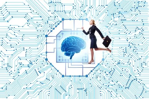 Concept of AI - artificial intelligence in action 库存照片
