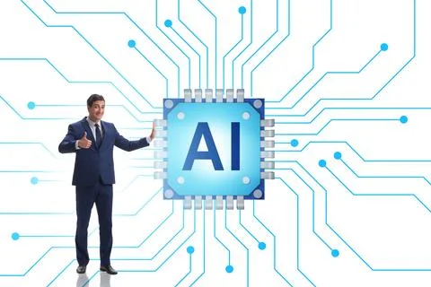 Concept of AI - artificial intelligence in action Stockfoto's