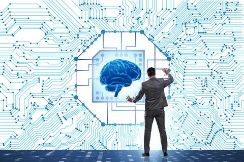 Concept of AI - artificial intelligence in action 스톡 사진