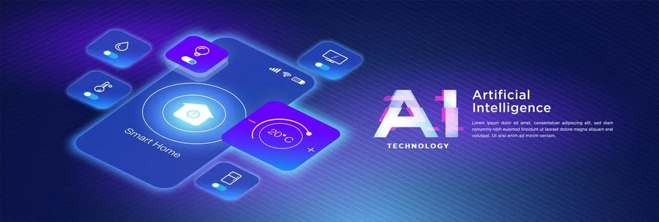 The concept of AI artificial intelligence technology background Stockillustratie